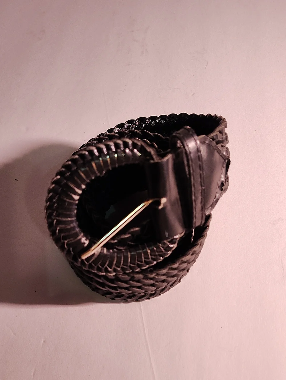 Woven Women's Black Braided Belt with Polished Buckle WM
